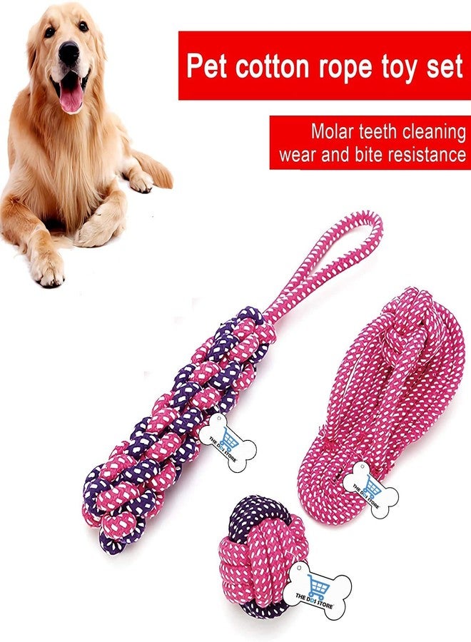 THE DDS STORE Dog Rope Chew Toys Set Braided Cotton Teeth Cleaning Chewers for Puppies,Small,Medium Dogs Durable Teething Ropes,Tug of War Ball Training Playing (Ball+ Dummy+Slipper) - Image 5
